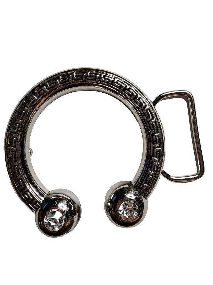 Retro Bull Ring Piercing Metal Belt Buckle Western Rockabilly Rhinestones