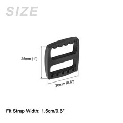Bag Belt Glide Buckle (1.5cm/0.6&Prime;) 10Pcs, Plastic Adjustable Buckle Fasteners