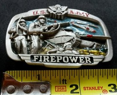U.S. ARMY FIREPOWER BELT BUCKLE PEWTER 1983