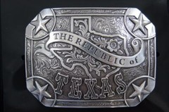 Nocona Silver tone Republic of Texas Rectangle Belt Buckle 37983