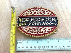 Western Buckle Gold Black Red Cowboy 4×3 for 2 » Hooey Buckle Hebilla Vaquero