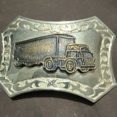 Western Semi Truck Belt Buckle Metal Rectangular 1.5in Belt Silver/Gold/Black