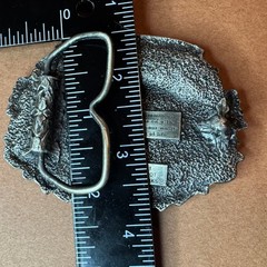 Vintage Western Rodeo Bronco Rider Belt Buckle Enamel Pewter Tone Cowboy Style