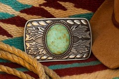 Turquoise Stone Belt Buckle Western Cowboy Cowgirl Rodeo Ranch Style Gift