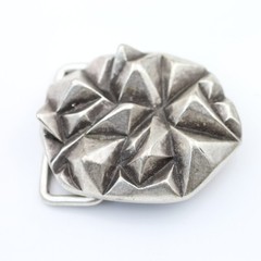 Asymmetrical Pyramid Belt Buckle in Antique Silver, Rustic Interchangeable Buckle