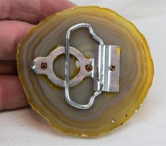 Geode Agate Stone Polished Slice Belt Buckle
