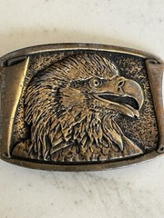 Bald Eagle Belt Buckle Made USA Patriotic CDC Metal Works 1974 Colorado Rattlesn
