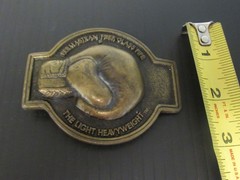 Vtg Belt Buckle Permastran Fiber Glass Pipe Boxing Glove The Light Heavyweight