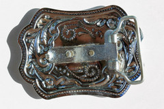 Vintage Western Silver Tone Belt Buckle with Brass Tone Bucking Bronco Horse