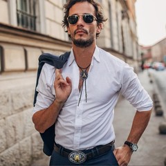 Fibbadet 2Pcs Belt Buckle Bolo Tie Set for Men, Western Cowboy Standard, 1#
