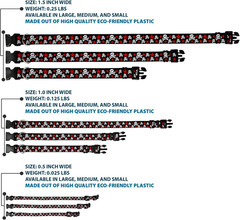 18-32&Prime; Skulls & Stars Black/White/Red Plastic Clip Collar, Wide Large