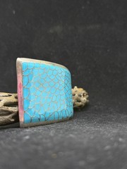 Native zuni inlay sleeping beauty Turquoise Sterling Silver Belt Buckle stamped