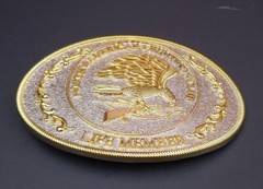 Vintage North American Hunting Club Life Member Gold/Silver Belt Buckle Eagle 4&Prime;