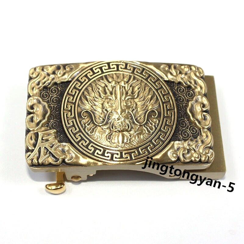 Solid Brass « Dragon » Belt Buckle Automatic Belt Buckles Fits For 35mm Wide Belt