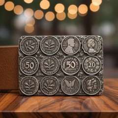Vintage Belt Buckle with German Penny Coins Motif Metal in Retro Style