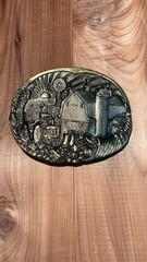 1982 The Great American Buckle Farm Tractor Cornucopia Belt Buckle H1028