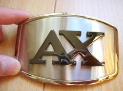 AX Design Black Color Logo Shinning Silver Belt Buckle