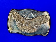 Patriotic Majestic American Eagle Flying Over Usa Mountains Vintage Belt Buckle