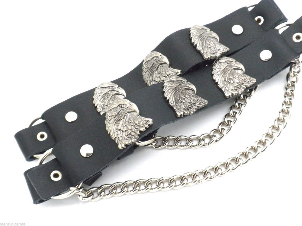 Eagle Leather Biker Western Boot Straps W Chain Buckle Women&rsquo;s Men PAIR