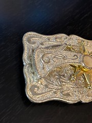 Vintage Collectible Spurs Two Tone Metal Spinning Belt Buckle