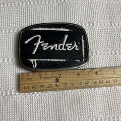 Fender Guitar Electric Belt Buckle Rocker Hard Rock Metal Music Black White