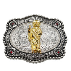 Western texas State Flag Cowboy Rodeo Scorpion Saint Jude Rooster Belt Buckle