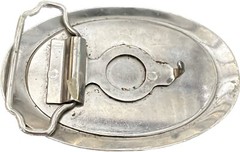 Vintage Silver Fish Belt Buckle Blue White Swirl