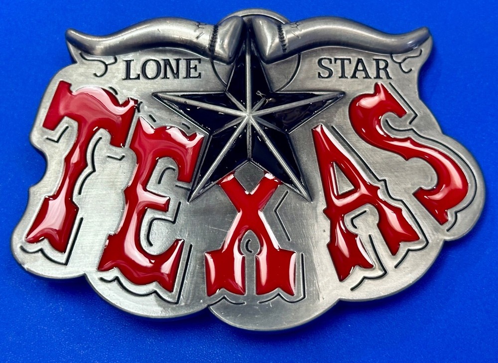 Texas The Lone Star State Cowboys TX Longhorn Raised 4&Prime; Buckle Rage Belt Buckle
