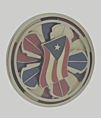 Puertorriqueñas Puertorriqueños Puerto Rico USA Flag Belt Buckle Vintage Spinner