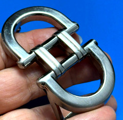 Silver Tone Metallic Double D-ring Belt Buckle ONLY for Men&rsquo;s Belt