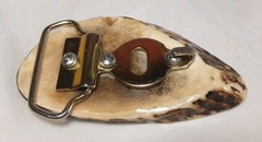 Belt Buckle Antler Elk Hand Painted Bird Signed By Artist Alice B Semich Nice
