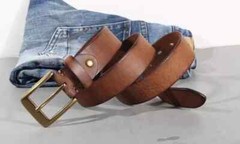Vintage Luxury Handmade Leather Copper Buckle Man&rsquo;s Belt Cinturon Gotico Cowhide