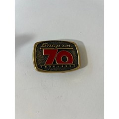 Snap On 70 Year Brass Belt Buckle 1920 – 1990 BTS Made in USA Brass Red 2&Prime;
