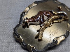 vintage COUGAR belt buckle PANTHER mountain lion BRASS western 1970s cat tree