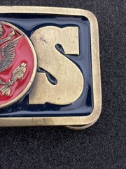 Belt Buckle WWII Eagle Crest Emblem Limited Edition American Blue & Red enamel