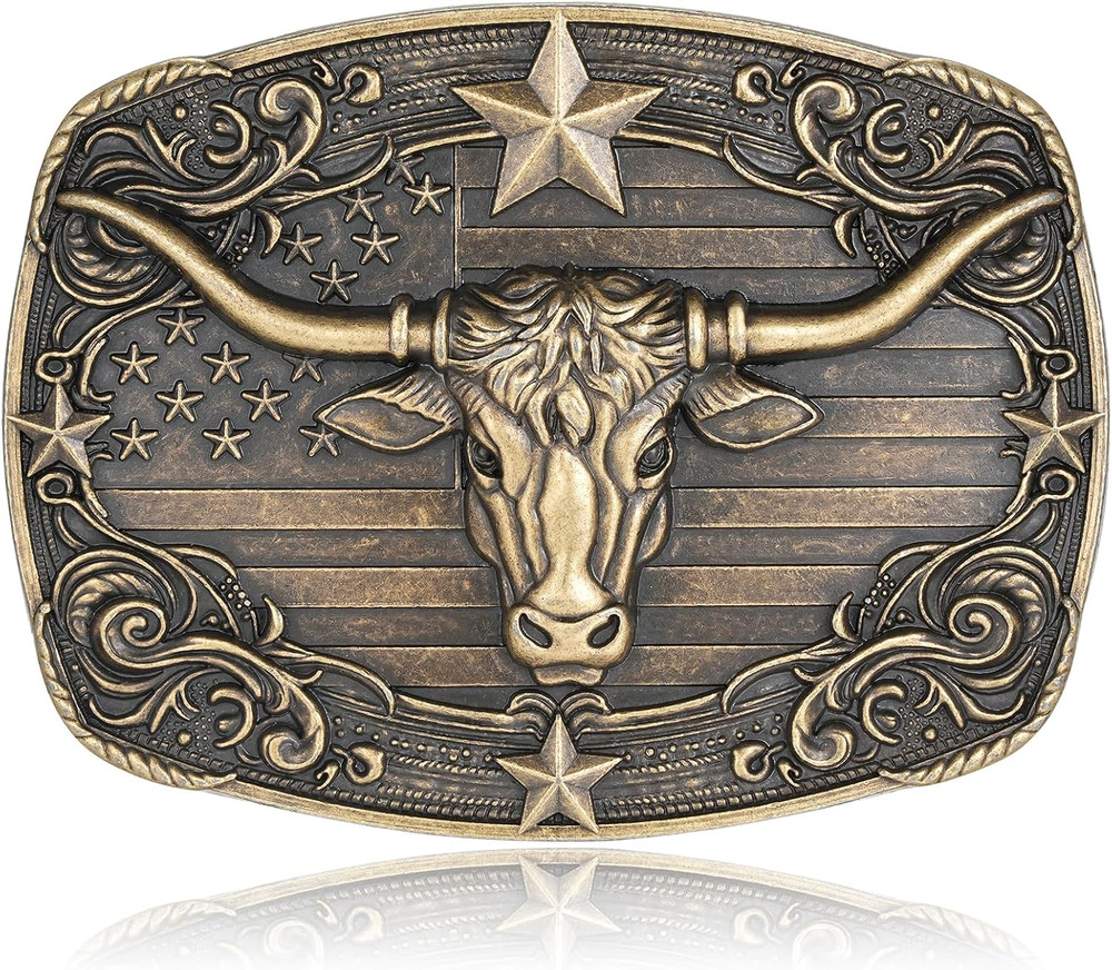Cowboy Belt Buckle for Men Western Cowgirl Rodeo Longhorn Bull Belt Buckles