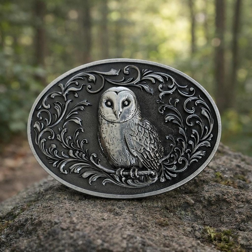 Owl Western Belt Buckle Bird Lover Barn Owl Cowboy Rodeo Fashion Style