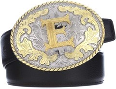 Initial Letters ABCDJS to Z Cowboy Rodeo Unisex Fashion Medium Gold Belt Buckles