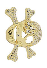 Skull Crossbones Blinged Iced Belt Buckle Gothic Tattoo Halloween Costume Gold