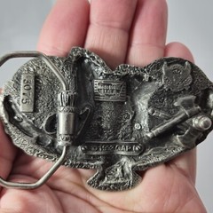 Vintage GAP 1992 Silver Tone Native Chief Riding Horse With Eagle Belt Buckle