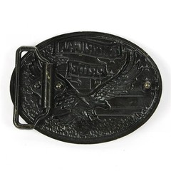 Antique Brass Belt Buckle American Flag Eagle Western Cowboy Patriotic Men Gift