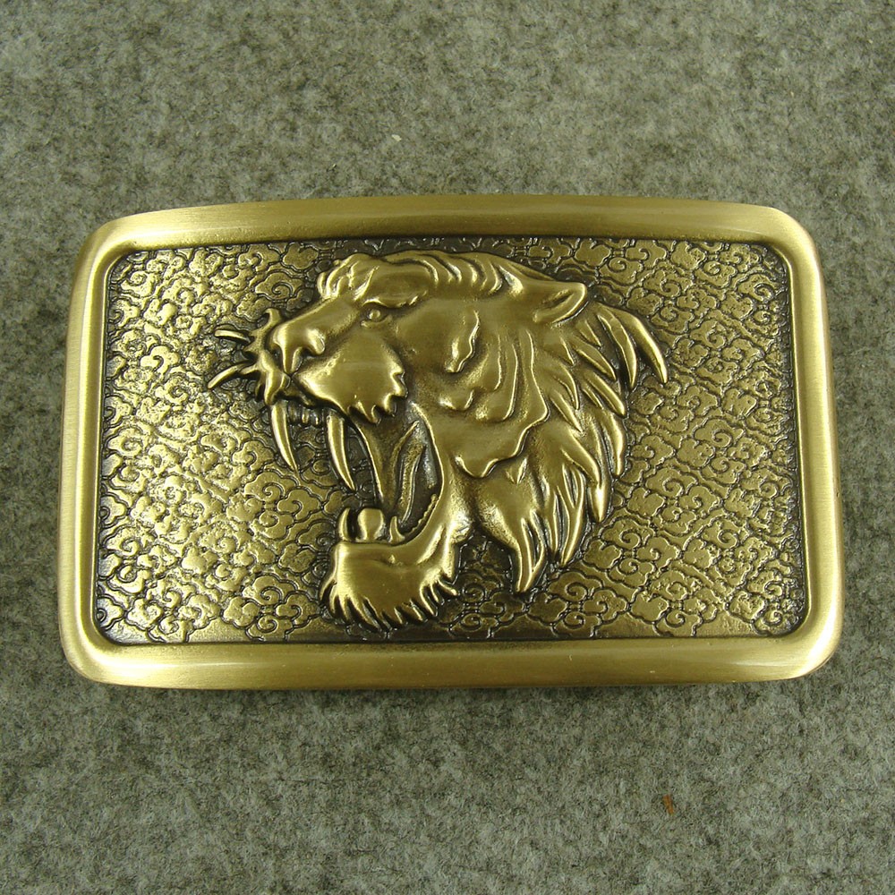 Solid Brass “ Tiger ” rectangle Belt Buckles 1.5&Prime; Plate Pin western Buckle Z309