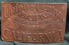 Central & Union Pacific Railroad Line Bergamot Bronze Works Belt Buckle F-36