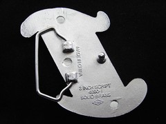 RF01172 REALLY COOL *SCRIPT INITIAL I* CHROME OVER SOLID BRASS BARON BELT BUCKLE