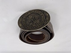 Tony Lama The Great State of Montana Belt Buckle Solid Brass And Leather Belt