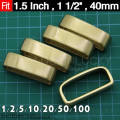 Solid Brass Belt Buckle Loop Keeper Feather / Leather Strap 40mm 1.5 in
