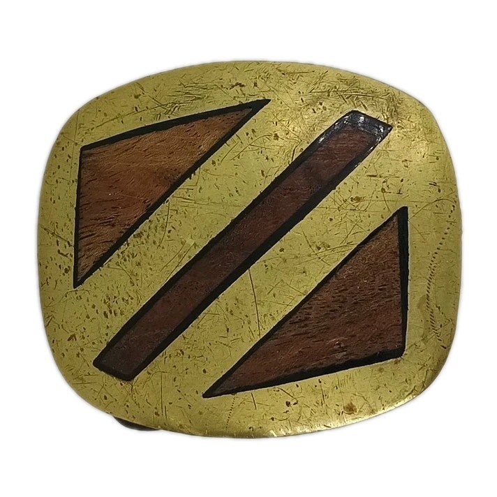 Buckle: Vintage Solid Brass With Wood Inlay.
