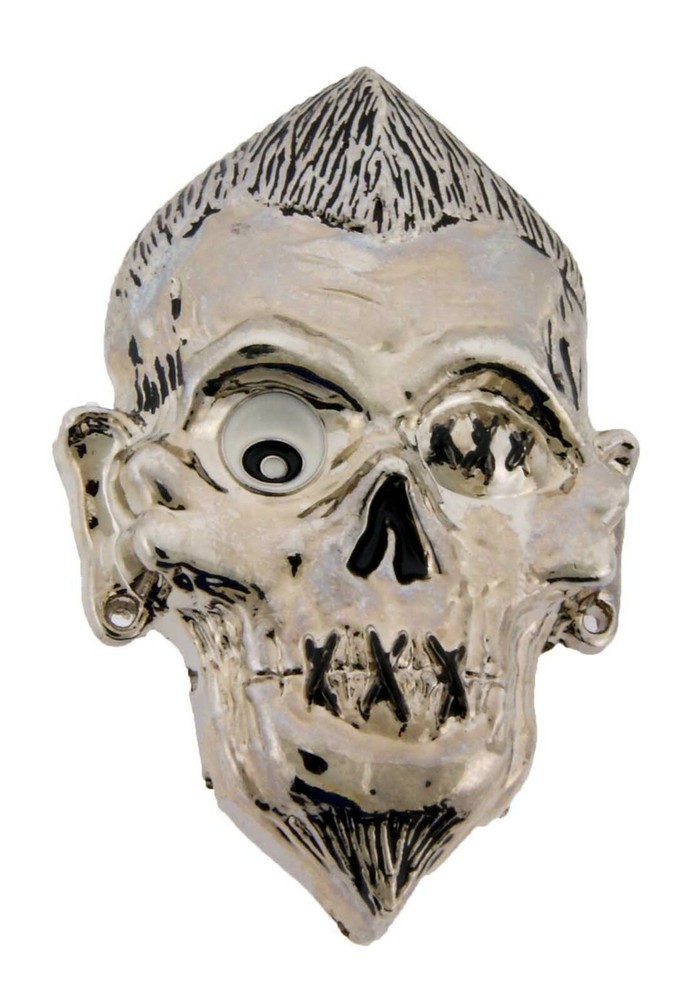 Skull Belt Buckle Secret Compartment Silver Metal Halloween Gothic Tattoo Style