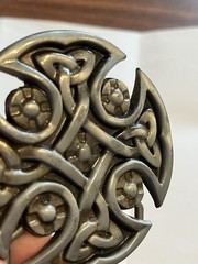 Celtic Cross Belt Buckle Irish Antique Knot Shield Brushed Silver 2.5&Prime; Indie 80s