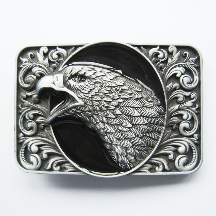 American Bald Eagle Western Black Enamel Metal Fashion Belt Buckle